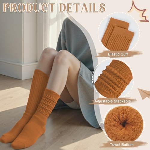 Tialfas Slouch Socks Womens Cotton Winter 4 Pairs Thick Thermal Gifts — view 2