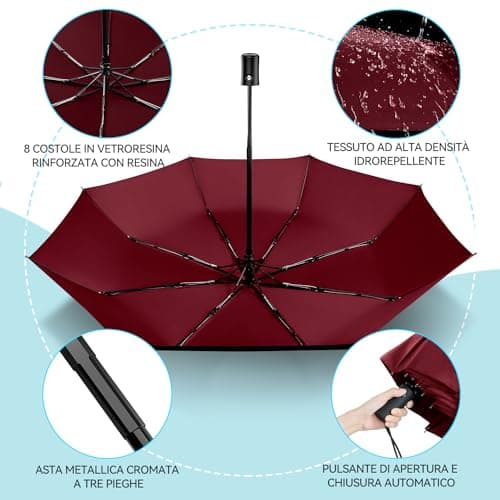 TechRise Umbrella, Compact Strong Windproof Automatic Umbrellas, Folding Lightweight, Portable Travel Golf Umbrella for Rain — view 3
