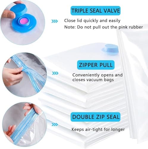 Vacuum Storage Bags - storage bag – Space Saver Bags for Clothes, Comforters, Blankets, Airtight, Reusable Compression Bags – Jumbo/Variety Sizes for Home & Suitcases (3, small (70x50cm)) — view 5