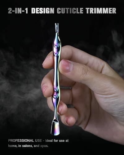 FERYES Cuticle Pusher with Fork, 2-in-1 Cuticle Trimmer Nail Care Tool, Stainless Steel Cuticle Remover Tool for Manicures and Pedicures -Rainbow — view 6