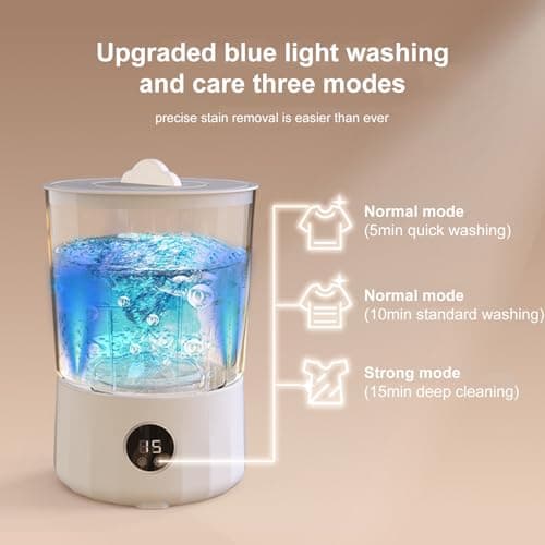 Mini Washing Machine Portable 1.5L – Small Wireless Clothes Washer With 3 Modes & Blue Light – Rechargeable Laundry Cleaner For Underwear, Socks – RV, Dorm, Travel, Camping, Apartments — view 2