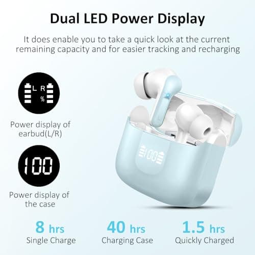 Ordtop Bluetooth 5.4 Earbuds, 50+Hrs Wireless Headphone, 6D-Stereo Earphone — view 5