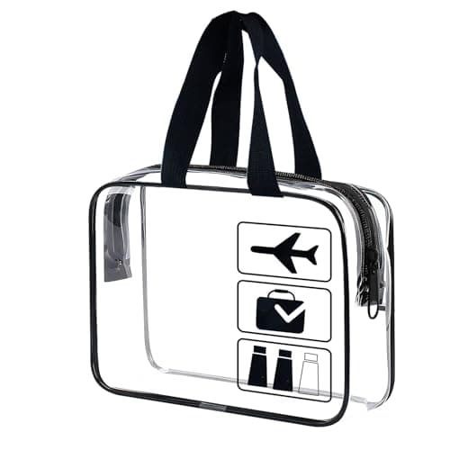 Clear Travel Toiletry Bags with Handles Travel Wash Bag Travel Bag Airport Security Carry On Liquid Bag Cosmetic Pouch Shower Bag Transparent Toiletries Bags (Black)