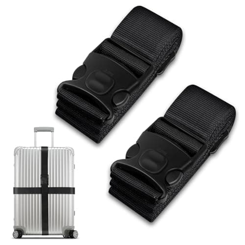 2Pcs Suitcase Straps Set, Adjustable Suitcase Straps, Heavy Duty Luggage Straps with Quick Release Buckle, Travel Accessories Thickened Luggage Belt for Suitcase Baggage (Black)