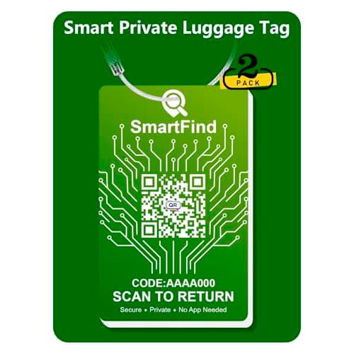 Smart Luggage Tags for Suitcases, QR Code Travel Tags with Privacy Protection & Optional GPS Sharing, No App Needed, Durable Tags for Cruises, Flights & Travel (2, Green)