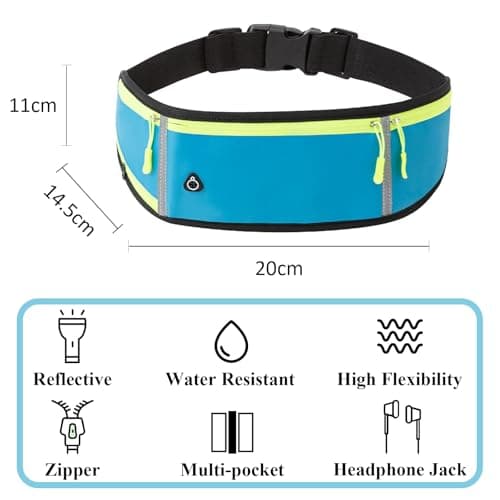 ZYHUI Running Belt Reflective Waist Bags Large Capacity Belt Bag with Zipper Jogger Pouch Hold Phone Bottle (Blue) — view 2