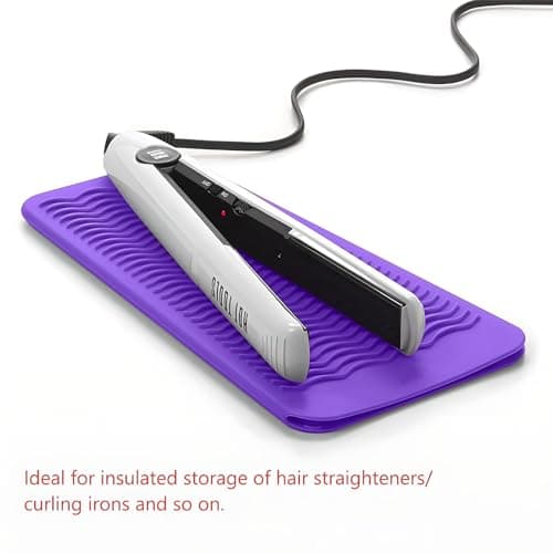 Heat Resistant Silicone Mat Pouch for Hair Straightener, Flat Iron & Hot Hair Tools, Home & Travel, Purple — view 4