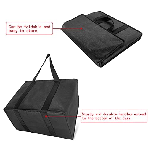 Set of 2 XL Large Premium Quality Insulated Collapsible Cooler Bag with Zipper Closure,Reusable Grocery Shopping Bag Keep Food Hot or Cold,Ideal for Uber Eats,Instacart,Restaurant Food Delivery — view 4