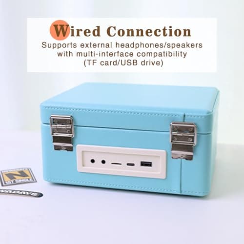 WhatPlus Portable CD Player with Bluetooth and Speakers, Light Blue — view 5