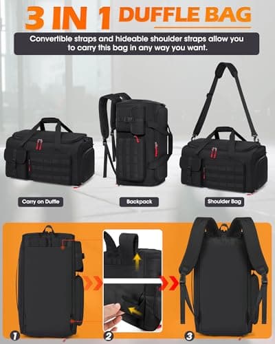 RAINSMORE Sports Gym Bag Mens Duffel Bag with Shoes & Laptop Compartment — view 2