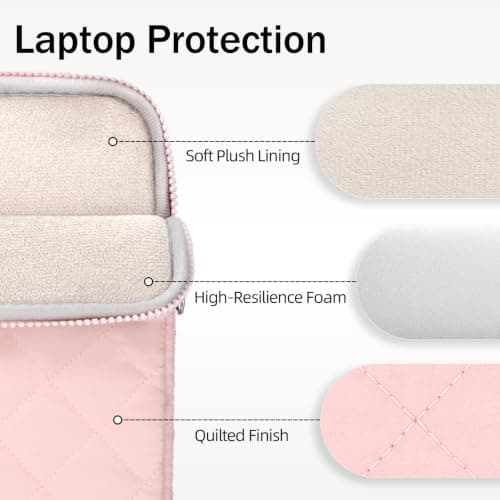 JOOEER 13-14" Laptop Sleeve, Bow Embroidered with Storage Pouch, Pink — view 4