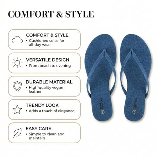 EMMA NEW YORK Women's Flip-Flops, Dk Denim, 5.5 UK — view 6