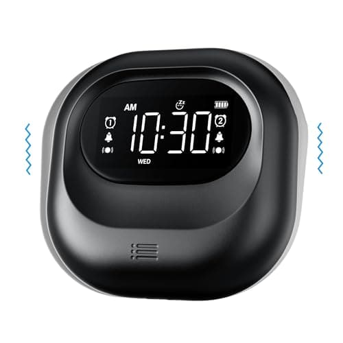 Mesqool Vibrating Alarm Clock for Heavy Sleepers - Rechargeable Bed Shaker with Loud Sound, Under Pillow Vibrator for Deaf, Ideal for Bedroom & Travel