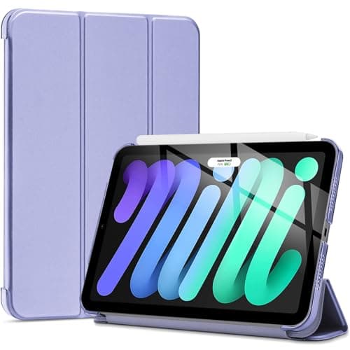 ProCase Smart Case for iPad Mini 7 (A17 Pro 2024)/ Mini 6 2021 8.3 Inch, Hard Back Cover for iPad Mini 7th/6th Generation A2995/A2996/A2993/A2567/A2568/A2569 -Light Purple