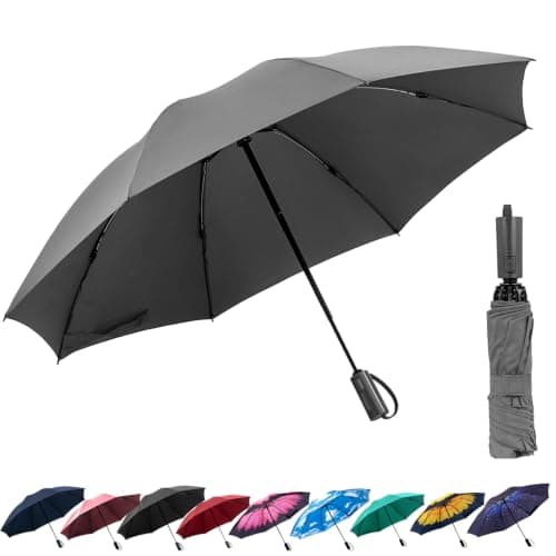 ACEIken Umbrella Reverse Close Folding Windproof Travel Umbrella,106cm Grey