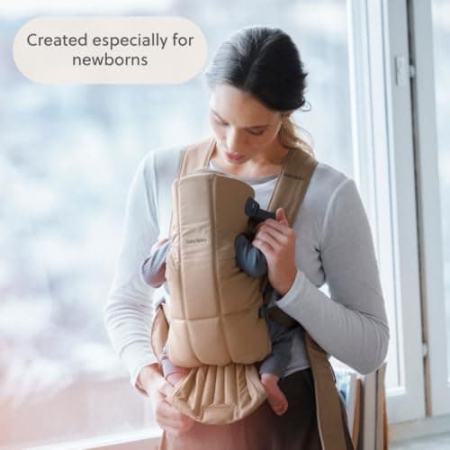 BabyBjörn Baby Carrier Mini, Woven, Beige, Infant Carrier for Newborns (0-12 Months), Soft, Ergonomic and Easy to Use — view 5