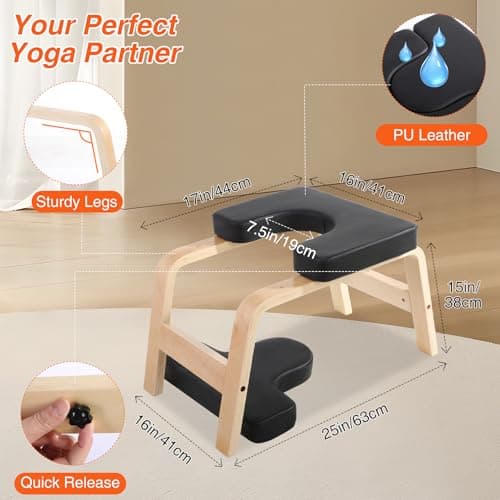 REDCAMP Yoga Headstand Bench with Wood Frame and PU Pads, 330 lb Capacity — view 3