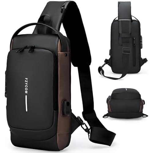 FZYCOM Sling Crossbody Bag, Anti Theft Cross Body Bag, Small Backpacks for Men Women, Men's Handbags & Shoulder Bags, Travel Hiking Daypack for Phones, Pads, power bank, keys, glasses, Credit Cards
