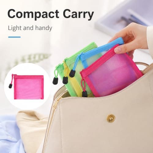 HOQBFSN 7 Pack Colorful Mesh Zipper Pouches, Small Transparent Makeup Coin Bags, Lightweight Travel Toiletry Accessory Storage Pouch — view 6