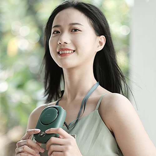 Mini Wearable Personal Fan Hanging Neck Fan Rechargeable Portable Summer Cooling Fan with Lanyard and Bracket Powerful 3 Speed 120 Degree Wide-angle Clip on Waist Outdoor Bladeless Small Fan (WHITE) — view 3