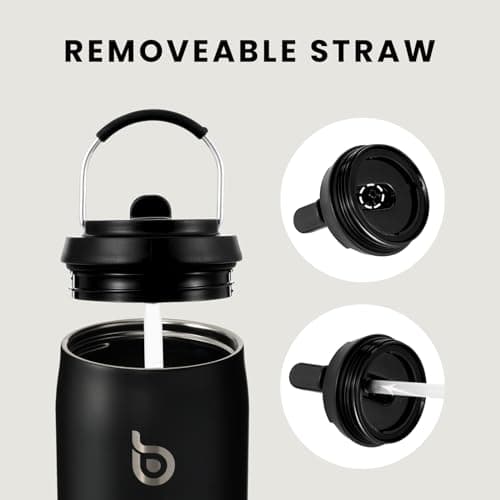 BOTTLE BOTTLE Stainless Steel Water Bottle with Straw and Lid, 32 oz Vacuum Insulated Water Bottle Stay Cold for 24 Hrs, Hot for 12 Hrs, Leak-Proof Wide Mouth Water Bottles for Men, black — view 5