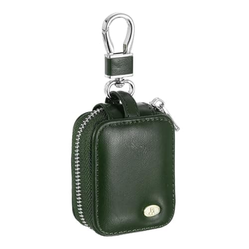 sourcing map Earbuds Cases, Earphone Case Holder, PU Leather Ear Buds Case Zipper Organizer Small with Mesh Pocket for USB Cable, Wireless Wired Earphones, Green