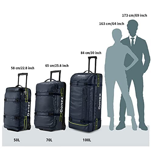 Gonex Wheeled Duffel Bag 100L Water-Repellent Rolling Luggage with Wheels Travel Holdall Bag for Men Women 33 inch, Navy Blue — view 2