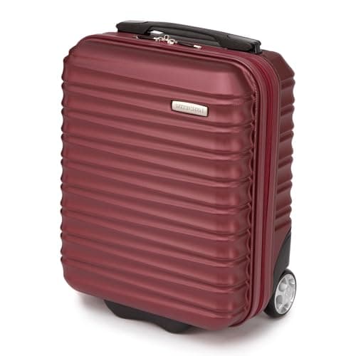 WITTCHEN Travel Suitcase Carry-On Cabin Luggage Hardshell Made of ABS with 4 Spinner Wheels Combination Lock Telescopic Handle Groove Line Size Small Suitcase Burgundy
