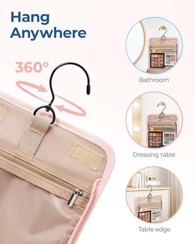 bagsmart Hanging Toiletry Bag for Womens, Large Makeup Bag Travel Wash Bag — view 6