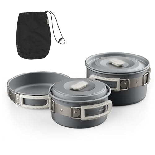 Naturehike 2-4 People Camping Cookware Kit, Non-Stick Lightweight Camping Pot and Fry Pan Set with Mesh Bag for Camping, Backpacking, Outdoor Cooking Picnic (pot)