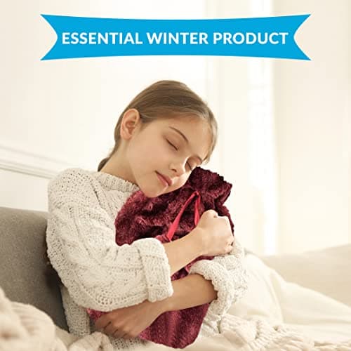 1ABOVE 2Litre Hot Water Bottle & Deluxe Plush Cover for Feet,Shoulder,Hand,Back,Neck,Pregnancy and Menstrual Craps Pain Relief (Maroon) — view 6