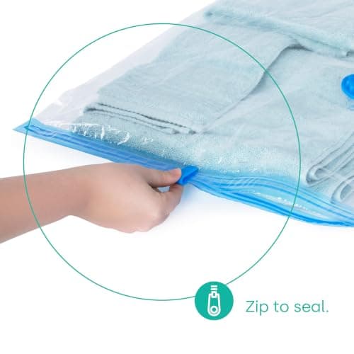 LIVIVO 8 Pack Vacuum Storage Bags - Medium Vacuum Bags for Travel Storage - Vacuum Pack Bags for Clothes, Storage, Travel, Bedding, Duvets & Pillows – Airtight, Waterproof Compression Pouches (Blue) — view 3