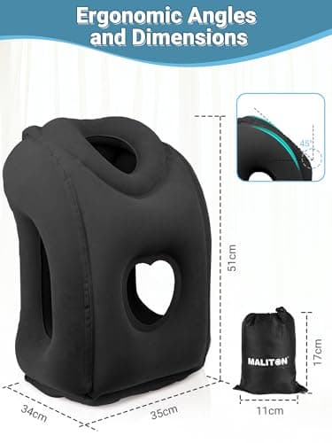 Maliton Inflatable Travel Pillow, Airplane Neck Support for Long Flights — view 6
