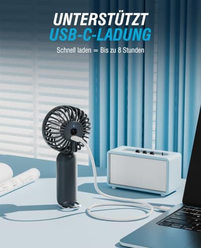 SABRENT ChillyPop Portable Handheld Mini Fan, USB-C Rechargeable, 3 Speed — view 5