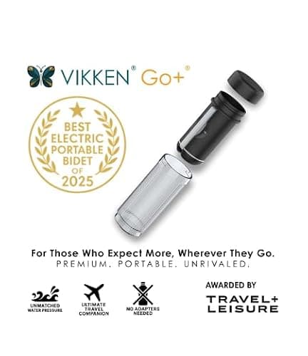 VIKKEN® Go+ max High Pressure Bidet USB-Type C Mobile Electric Rechargeable Handheld Portable Travel Bidet Hygiene Self-Care Ultra Strong Water Sprayer, 550ml Classic Trim — view 2