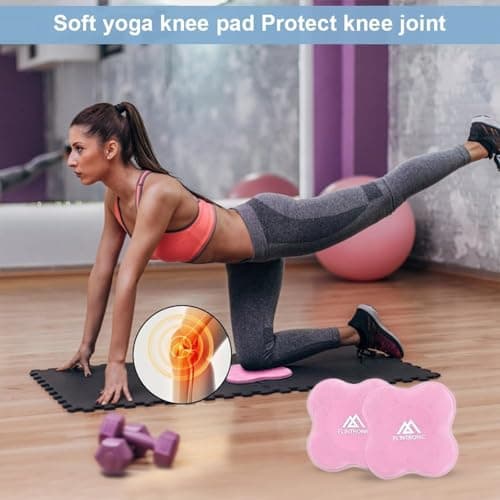 Flintronic 2 Pack Non-slip Yoga Mat, Yoga Support Pad, Sports Balance Pad, Comfortable Lightweight Support for Knees, Hands, Wrists, and Elbows - 20x20cm, with Black Resistance Band — view 5