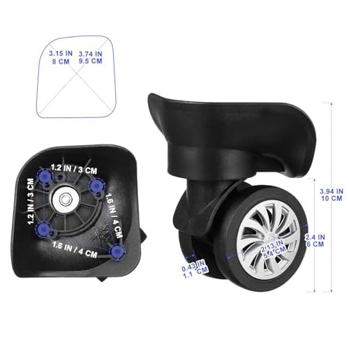 Healifty Plastic Swivel Wheels Replacement Easy to Install 4pcs Load-bearing Small Universal Repair Wheels for Suitcase Luggage Casters for DIY Luggage Box — view 5