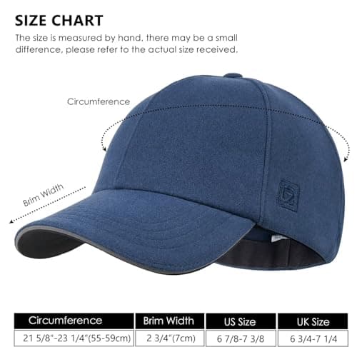 GADIEMKENSD Winter Reflective Fleece Hat with Adjustable String for Unisex Warm Winter Baseball Cap Soft Cold Hats Visor Beanie for Hiking Running Travel Horse Camping Navy — view 5