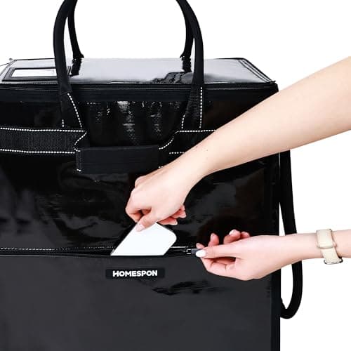 HOMESPON Foldable Shopping Trolley Bag on Wheels, Large Waterproof Reusable Grocery Tote, 5 Sturdy Handles Rolling Shopping Bag for Groceries, Laundry, Camping and Moving — view 5