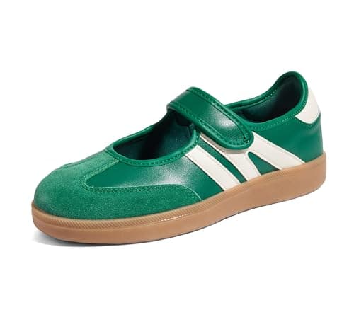 LUCKY STEP Women's Classic Retro Fashion Sneakers Gum Thin Sole Casual Tennis Slip on Flat Loafers Skate Walking Shoes Hook and Loop Footwear (Olive Green, 8US-38EU-5UK) — view 4