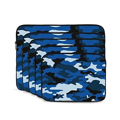Blue Camo Printed Laptop Sleeve Case 15 Inch - Protective Laptop Cover Bag Shockproof Notebook Computer Bag For Men And Women — view 2