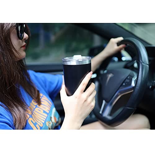 Sivaphe Travel Mug with Straw, Insulated Beer Drinking Glasses Tumbler Stainless Steel Men Camping Coffee Cup Double Wall Vacuum Stemless 20OZ / 550ML Black — view 6