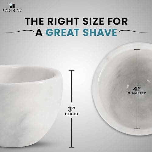 RADICALn Marble Shaving Cream Bowl White Handmade Bathroom Accessories Shaving Kit Bowl - Barber Supplies for Organic Shaving - Ideal for Travel Shaving, Dish Soap & Mens Soap — view 6