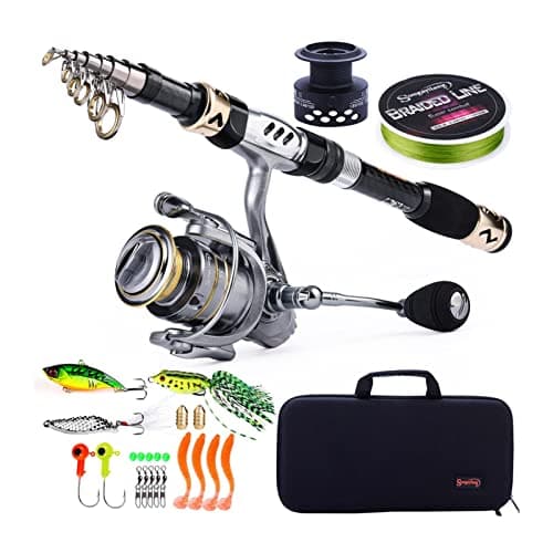 Fishing Pole Fishing Rod and Reel Combos,Carbon Fiber Telescopic Fishing Rod-Spinning Reel 13 +1 BB with Suitcase Fishing Kit Fishing Rod Kit ( Bundles : 2.1m 3000 KITS , Color : Rod reel full kits )