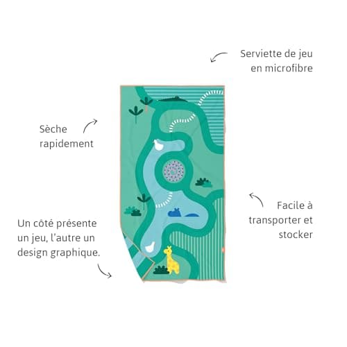Quut Beach / Pool Towel for Kids with Game - Ultra Fast Drying Microfibre, Sand-Free - Compact, Lightweight (Safari, L - 180 x 100 cm) — view 3