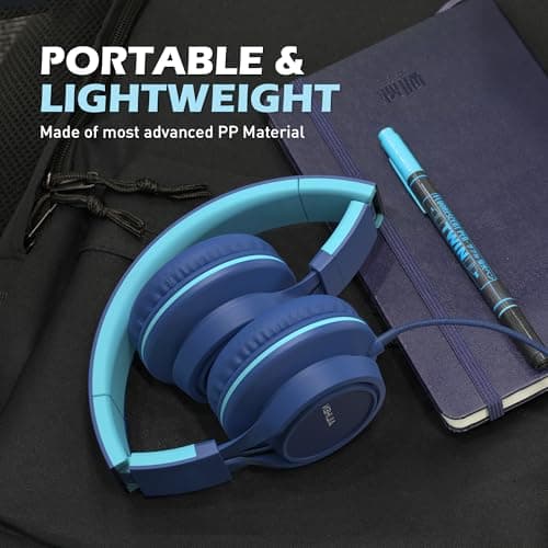 Ailihen C8 On Ear Headphones Wired with Microphone, 3.5mm Jack, Blue — view 6