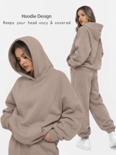 LILLUSORY Womens 2 Piece Tracksuits Full Lounge Wear Sets UK Coffee Grey S — view 4