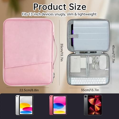 13 Inch Laptop Sleeve – Water-Resistant Oxford Fabric with Corner Protection & Shock Absorption for 13" Ultrabooks (Pink) — view 2