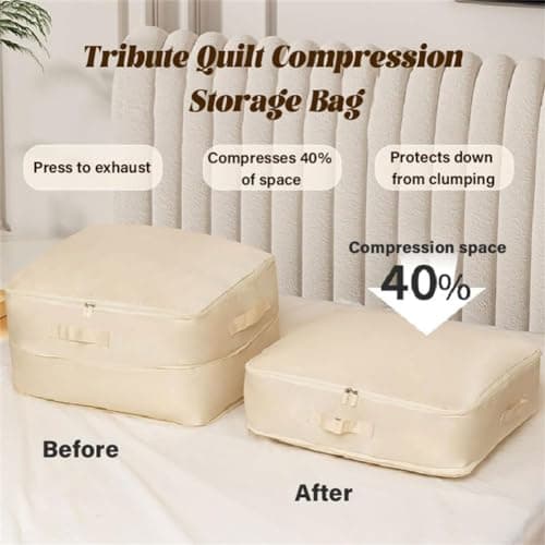 Ultra Space Saving Self Compression Organizer, Compression Duvet Storage Bag Large Capacity, Compression Storage Bags For Clothes, Heavy Duty Moving Bags, Storage Tote (Blue, L+XL) — view 2