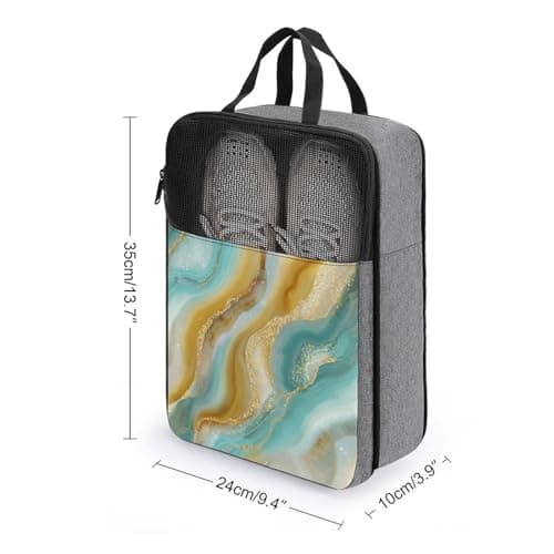 Crystalline Bands in Warm Butter Yellow Turquoise Shoe Bag for Travel Daily Use Anti-dust Storage Carrier Golf Shoe Pouch — view 2